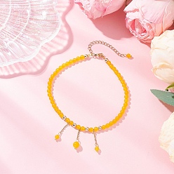 Малайский Нефрит 304 ножные браслеты звено цепи нержавеющие, с натуральным малайзийским нефритом для женщин, 9-5/8 дюйм (245 мм)