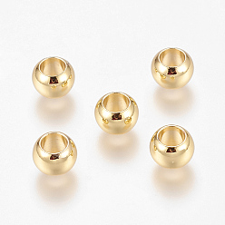 Golden Environment Brass European Beads, Lager Hole Beads, Long-Lasting Plated, Rondelle, Golden, 8x5.5mm, Hole: 4.5mm