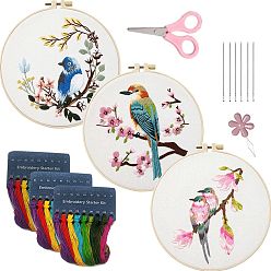Mixed Color DIY Embroidery Kits, Including Printed Fabric, Embroidery Thread & Needles, Embroidery Hoop, Mixed Color, 200mm