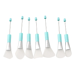 Cyan 7Pcs Plastic & Silicone Cleaning Brushes, Cleaning Tools, Cyan, 145~155x23.5~31x11.5mm