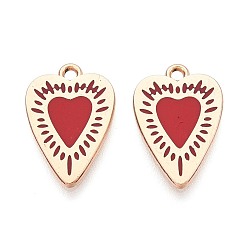 Красный Подвески из эмали и сплава, стойки покрытие, сердце прелести, золотые, красные, 19x13x1.2 мм, отверстие : 1.6 мм
