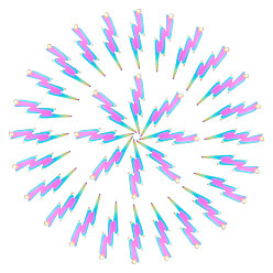 Rainbow Color 50шт ионное покрытие (ip) 201 филигранные подвески из нержавеющей стали, гравированные металлические украшения, молния, Радуга цветов, 37.5x10x0.3 мм, отверстие : 1.5 мм