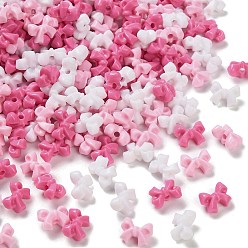 Ярко-Розовый Непрозрачные акриловые бусины, бантом, ярко-розовый, 7.5x10x5.5 мм, отверстие : 1.6 мм, 2631 шт / 500 г