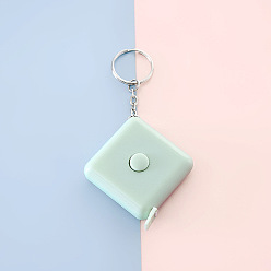 Бледно-бирюзовый Квадратная пластиковая рулетка, мягкая выдвижная швейная рулетка, для тела, шитье, портной, ткань, бледные бирюзовая, 48x48 мм