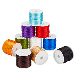 (52) Непрозрачная лаванда Макраме Rattail китайские шнуры узел приготовления круглый нейлон плетеный строк темы, атласный шнур, разноцветные, 1 мм, около 30 м / рулон, 10 цветов, 1 рулон / цвет, 10roll / комплект