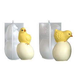 White 2 Pcs 2 Styles Standing Chicken Egg Candle Silicone Molds, White, 5.28~5.47×8.46~9.22×4.69~5.38cm