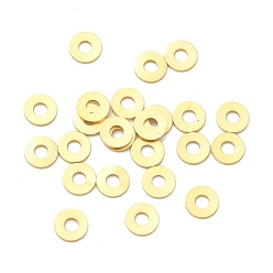 Настоящее золото 24K Spacer бисер латунные, плоско-круглые, долговечный, без свинца и без кадмия, стойки покрытие, реальный 24 k позолоченный, 4x0.5 мм, отверстие : 1.3 мм