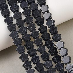 Blue Goldstone Synthetic Blue Goldstone Beads Strands, Star, 8x8x4mm, Hole: 0.7mm, about 48pcs/strand, 13.94''(35.4cm)