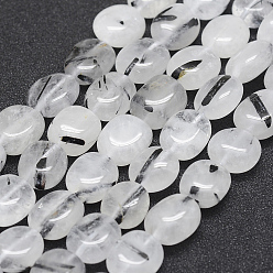Rutilated Кварц Натуральные турмализированные кварцевые бусинки, овальные, 12~13x10~11x6~7 мм, отверстие : 1 мм, около 32~34 шт / нитка, 15.7 дюйм (40 см)