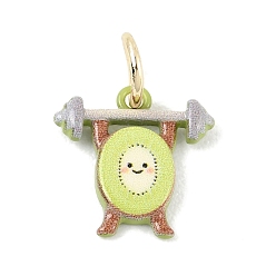 Kiwi Fruit Латунные подвески с принтом, подвески в форме фруктов, золотые, зеленый лайм, киви, 13x13x2 мм, отверстие : 4 мм