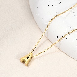 Letter A Ионное покрытие (ip) 304 ожерелья с подвесками из нержавеющей стали, реальный 18 k позолоченный, буквы, буква a, 15.94 дюйм(40.5см)~16.14 дюйм(41см)+54мм удлинитель, буквы: 10x7x4 мм.