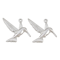 Platino 304 colgantes de acero inoxidable, encantos de colibrí, Platino, 23.5x29x2.5 mm, agujero: 1.6 mm