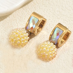 Белый Круглые серьги-кольца из нержавеющей стали и пластика, золотые, белые, 30x12 мм