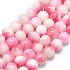 Бледно-Розовый Натуральный Malaysia нефритовые бусы пряди, окрашенная и подогревом, круглые, розовый жемчуг, 8~8.5 мм, отверстие : 1.2 мм, около 48 шт / нитка, 14.96 дюйм (38 см)