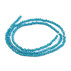 Deep Sky Blue Glass Beads Strands, Imitation Quartz, Faceted, Round, Deep Sky Blue, 2mm, Hole: 0.5mm,  about 175pcs/strand, 14.9 inch(38cm)