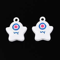 Белый Акриловые подвески краскораспылительные, призрак, без кадмия, без никеля и без свинца, белые, 14x12x4 мм, отверстие : 1.4~1.5 мм