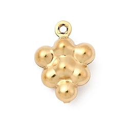 Винограды 304 подвески из нержавеющей стали, реальный 18 k позолоченный, ионное покрытие (ip), долговечный, виноградное очарование, 15x11x6 мм, отверстие : 1 мм