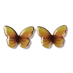 Goldenrod Trsnaprent Epoxy Resin Pendants, Butterfly Charms, with Glitter Powder, Goldenrod, 22x29.5x3mm, Hole: 1.2mm