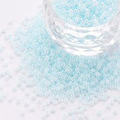 Светло-голубой 12/0 бисер имитация нефрита, непрозрачные цвета блеск, круглые, светло-голубой, 2x1.5 мм, отверстие : 1 мм, Около 40000 шт / фунт