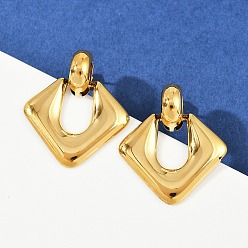 Золотой 304 серьги-гвоздики с ромбами из нержавеющей стали, золотые, 36.5x32 мм