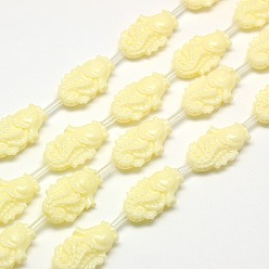 Zitronen-Chiffon Synthetische Korallen Stränge, gefärbt, Seepferdchen, Zitronen-Chiffon, 19x11x6 mm, Bohrung: 1 mm, ca. 18 Stk. / Strang, 16.92 Zoll