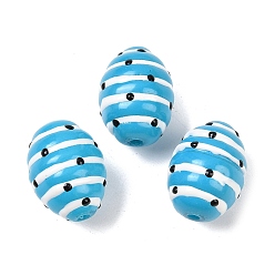 Темно-Голубой Стеклянные бусины из имитации нефрита, бусины ручной работы, овальный с полосой, с эмалью, глубокое синее небо, 16x12 мм, отверстие : 1.6~2 мм