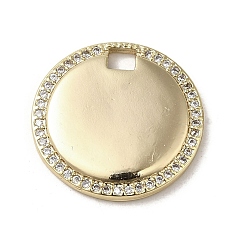 Плоский Круглый Латунные микро проложить кубического циркония подвески, без кадмия, без никеля и без свинца, реальный 18 k позолоченный, плоско-круглые, 18.5x2.3 мм, отверстие : 2.5x2.4 мм