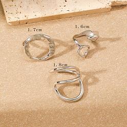 Серебро Наборы открытых колец-манжет из сплава для женщин, серебряные, внутренний диаметр: 16мм~18мм