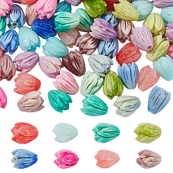 (52) Непрозрачная лаванда 112 шт 8 цвета синтетических коралловых бусин, окрашенные, Бутон цветка, разноцветные, 8.5x7 мм, отверстие : 1 мм, 14 шт / цвет