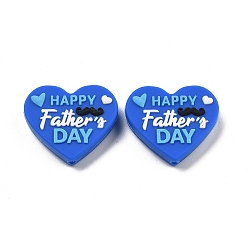 Сердце Силиконовые бусины на день отца, фокусные бусы, темно-синий, сердце, 28x30x7.5 мм, отверстие : 2.5 мм