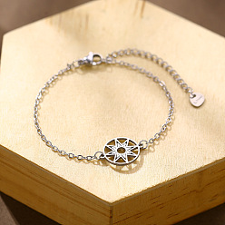Stainless Steel Color 304 Stainless Steel Star Link Bracelets, Cable Chain Bracelets for Women, Tarnish Free, Stainless Steel Color, 6.69 inch(17cm)