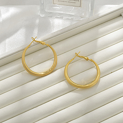 Настоящее золото 22K Латунь обруч серьги для женщин, реальный 22 k позолоченный, 42.5x4.5 мм