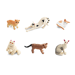 (52) Непрозрачная лаванда 6шт. пластиковые миниатюрные украшения в виде кошек, аксессуары для домашнего кукольного домика с микро-ландшафтом, притворяясь опорными украшениями, разноцветные, 25~60 мм