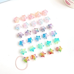 Mixed Color Transparent Crackle Acrylic Beads, Gradient Color, Star, Mixed Color, 17x17.7x14.4mm, Hole: 3.8mm