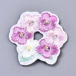 Violet Appliques de fleurs, fer à repasser informatisé / coudre des patchs, accessoires de costumes, violette, 32.5x32.5x1.5mm
