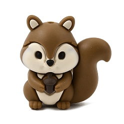 Squirrel 3d Silikonperlen, Fokalperlen, Sattelbraun, Eichhörnchen, 28x27.5x15.5 mm, Bohrung: 2 mm