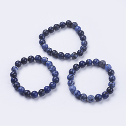 Sodalite Natural Sodalite Beaded Stretch Bracelets, Round, 2-1/8 inch(53mm)