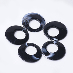 Черный Акриловые подвески, Стиль имитация драгоценных камней, плоско-круглые, чёрные, 47x5 мм, Отверстие : 2 мм , около 100 шт / 500 г