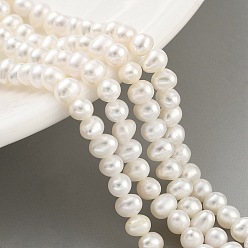 Floral White Natural Cultured Freshwater Pearl Beads Strands, Potato, Floral White, 3.8~4.2mm, Hole: 0.6mm, about 43pcs/strand, 6.50 inch(16.5cm)