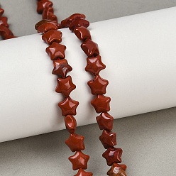 Красный Камень Натуральные красные яшмы бусы пряди, звезда, 7.5x8x4.5 мм, отверстие : 0.8 мм, около 57 шт / нитка, 15.24 дюйм (38.7 см)