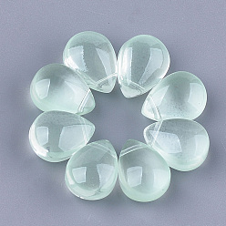 Light Green Transparent Spray Painted Glass Charms, teardrop, Light Green, 12x9x7mm, Hole: 1mm