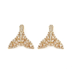 Настоящее золото 18K Латунные микро проложить кубического циркония подвески, прелести рыбий хвост, без кадмия и без свинца, стойки покрытие, долговечный, реальный 18 k позолоченный, 24x26.5x7.5 мм, отверстие : 5x3 мм