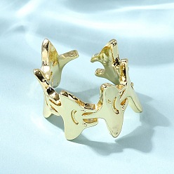 Fish Латунные кольца-манжеты для женщин, реальный 18 k позолоченный, manta ray, 13 мм