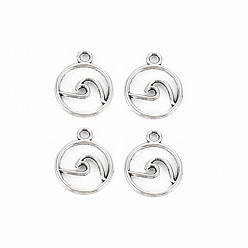Античное Серебро Очарование сплава в тибетском стиле, без кадмия и без свинца, плоские круглые с волной, античное серебро, 14.5x12x1 мм, отверстие : 1.6 мм, Около 3325 шт / 1000 г