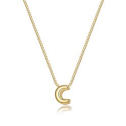 Letter C Латунные ожерелья с цепочкой-подвеской в форме коробки для женщин, золотые, буква С, 16.54 дюйм (42 см)