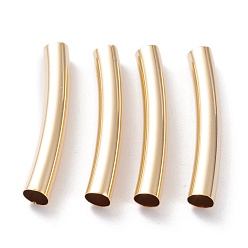 Настоящее золото 24K Бисера латунной трубки, долговечный, изогнутые бусины, трубка, реальный 24 k позолоченный, 32x5 мм, отверстие : 4 мм