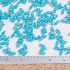 (QTL2405FR) Matte Transparent Teal AB Миюки четверть бусины тила, японский бисер, 2-луночное, (qtl 2405 fr) матовый прозрачный чирок, 5x1.2x1.9 мм, Отверстие: 0.8 мм, о 480 шт / бутылка, 10 г / бутылка