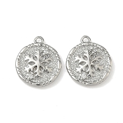 Снежинка Рождественские подвески из латуни с микропаве из прозрачных кубических цирконий, долговечный, Реальная платина, снежинка, 14x12x2.5 мм, отверстие : 1.2 мм