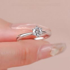 Платина Кольца для женщин с родиевым покрытием 925 из стерлингового серебра с микропаве 5.2x3.1мм кубическими цирконами, платина, размер США 8 3/4 (18.7 мм)