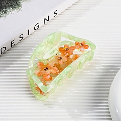 Светло-зеленый Веерная форма, цветочный узор, ацетат целлюлозы (смола), заколки для волос в виде когтей, аксессуары для волос для девочек и женщин, светло-зеленый, 45x83 мм